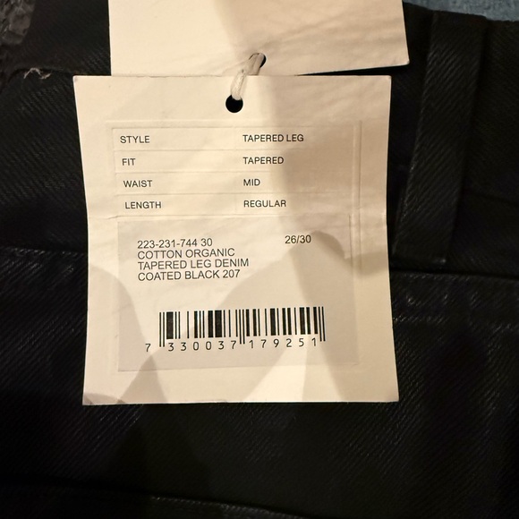 New w/ Tags Toteme Tapered Black Coated Jeans size 26 - Picture 3 of 5